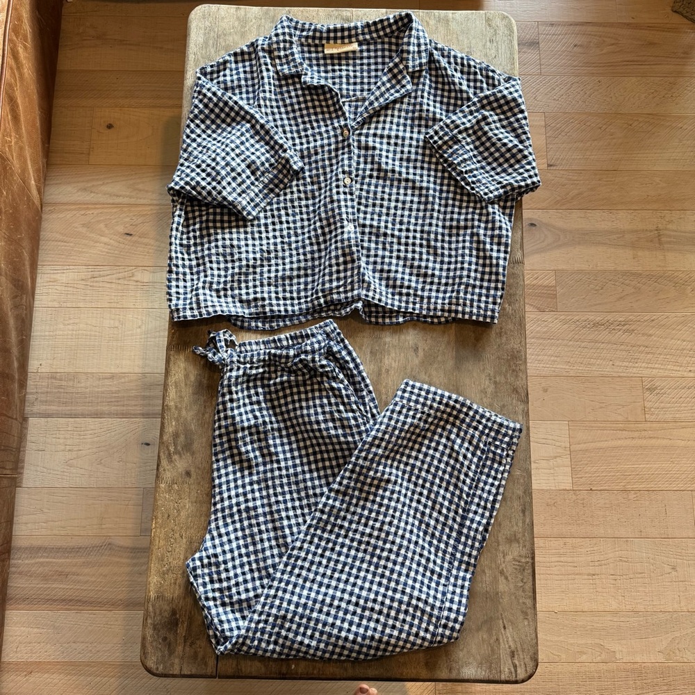 PAPINELLE NAVY GINGHAM PAJAMA SET